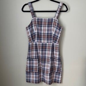 Vintage American Eagle Outfitters Blue Plaid Mini Dress